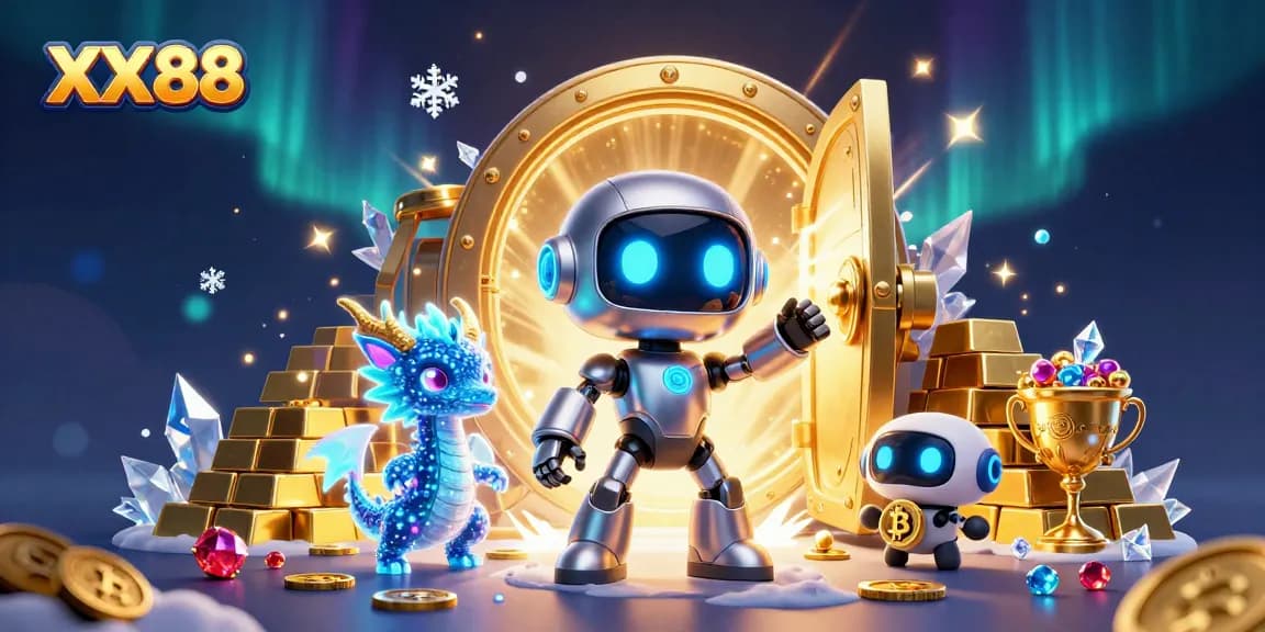 Experience the excitement of XX88 with 3D characters surrounded by luxurious casino treasures.