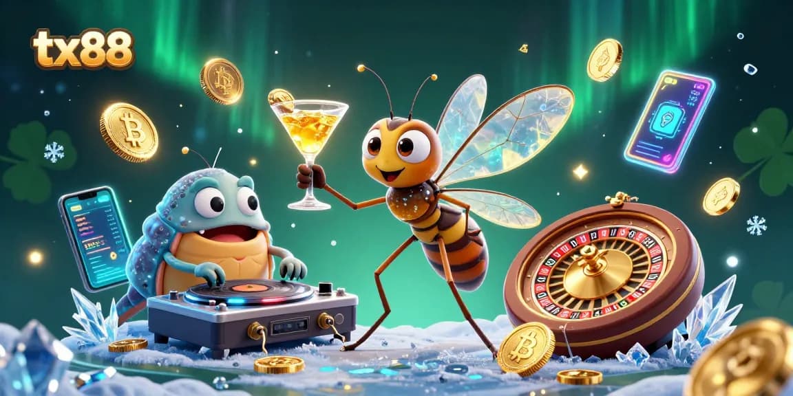 Engage with tx88's vibrant 3D casino scene showcasing unique characters and immersive gaming elements.