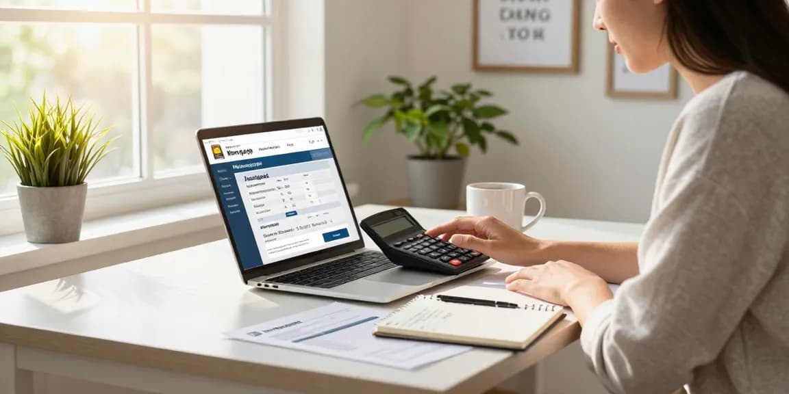 Calculating mortgage payments with calcular cuota hipoteca in a cozy home office setting.