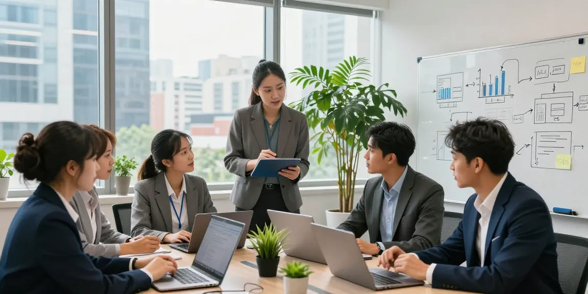Colaboración de agencia seo local en oficina moderna analizando datos y estrategias.