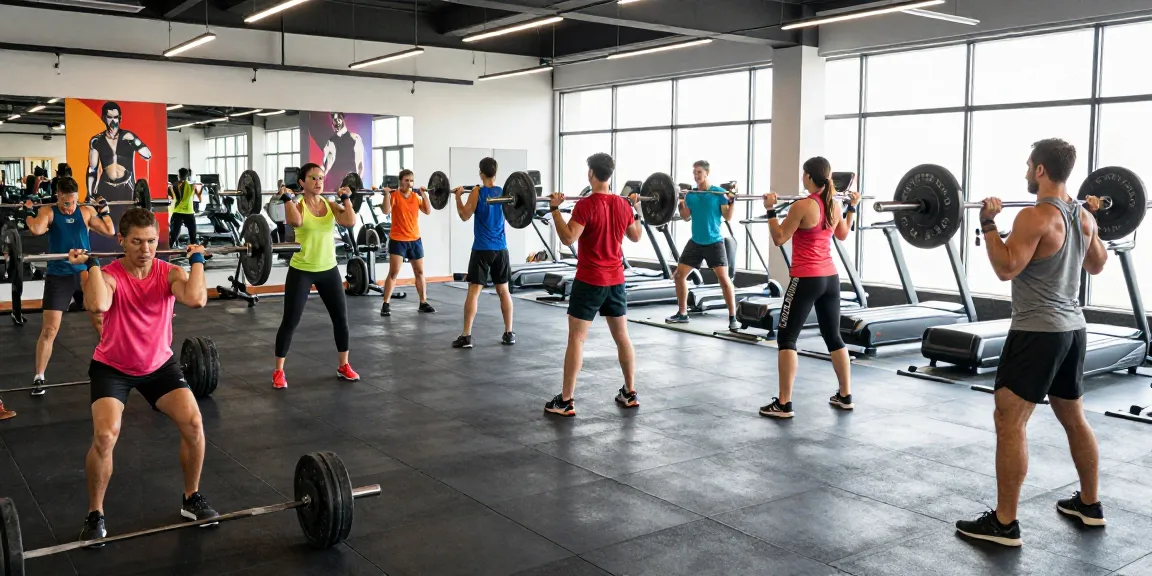 Entrenadores en el gimnasio Esteroidesshop mostrando su dedicación y esfuerzo en la rutina de ejercicios.