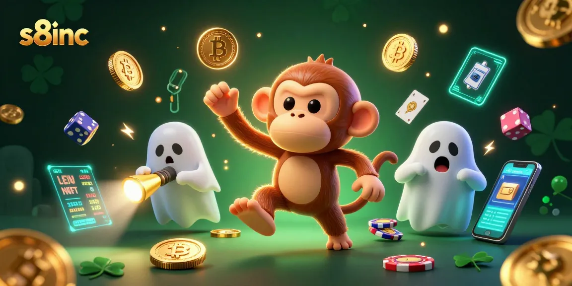 Engage in a lively casino scene with s8inc's mischievous poltergeist monkey and ghost-hunter puppy tracking golden treasures.