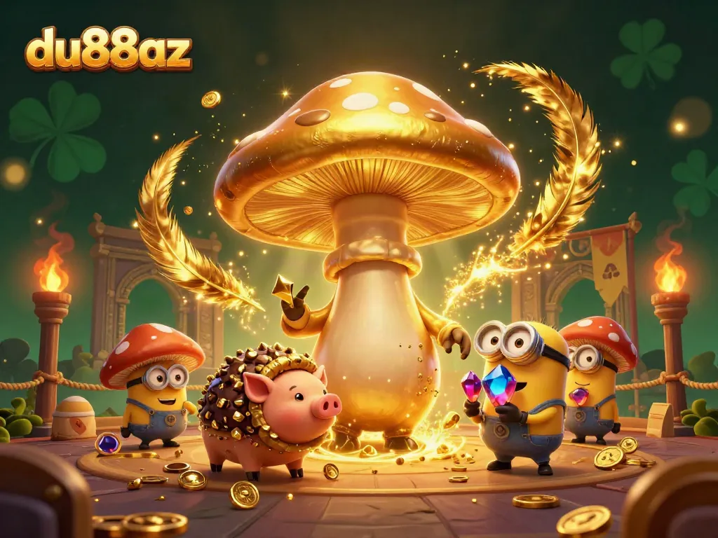 Experience the magic of du88az with a golden mushroom wizard and treasure-filled adventure.