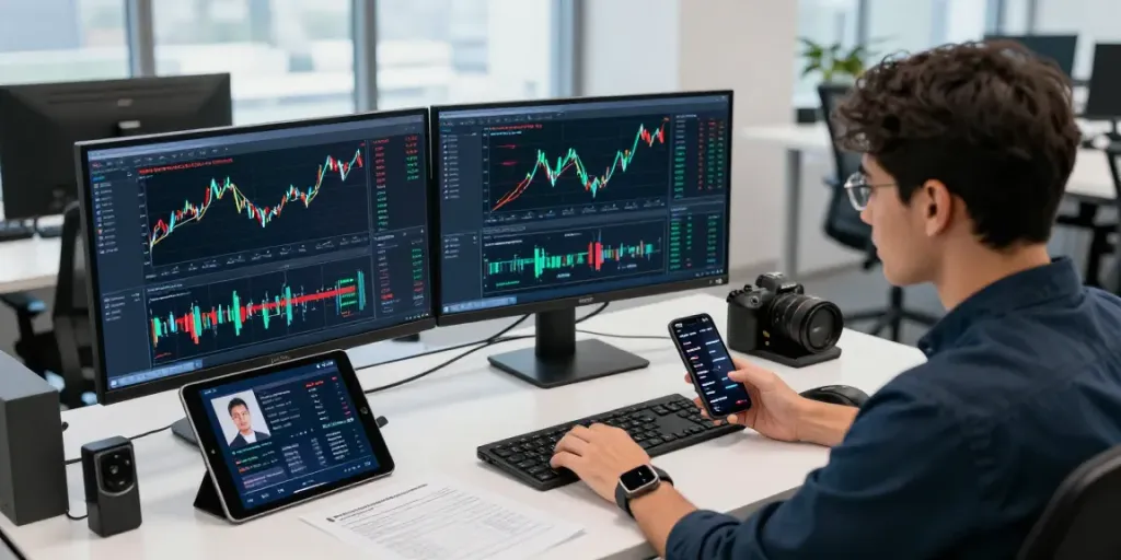Análisis de tendencias de criptomonedas en Phuwerte Inwersowia con herramientas de trading y ambiente moderno.