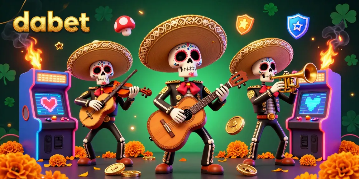 Experience the vibrant dabet gaming scene with a mariachi band amidst arcade excitement.