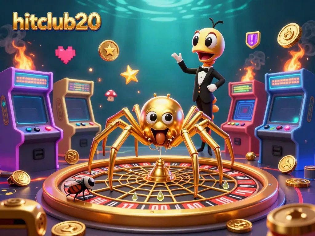 Experience the thrill of gaming at hitclub20 with a dynamic roulette web scene featuring fun characters and arcade elements.