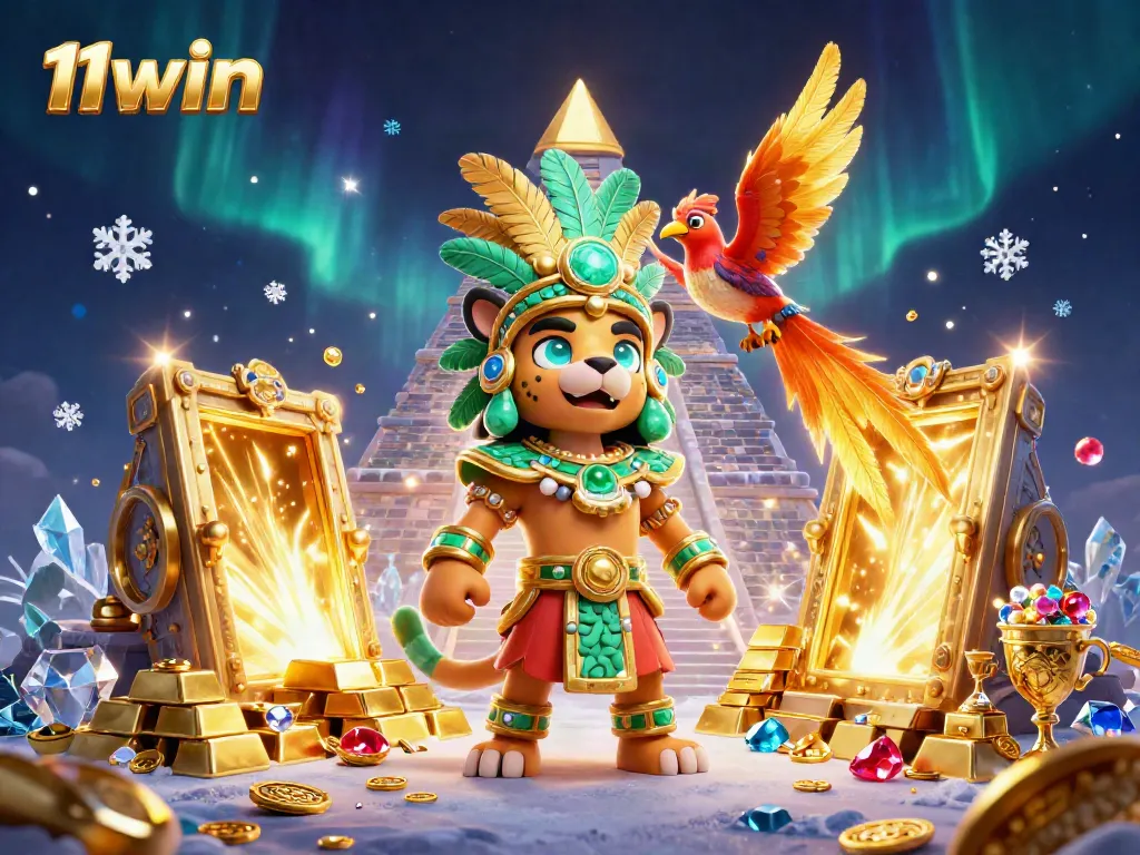 Experience thrilling moments at 11win as the jaguar priest reveals treasures in this 3D illustration.