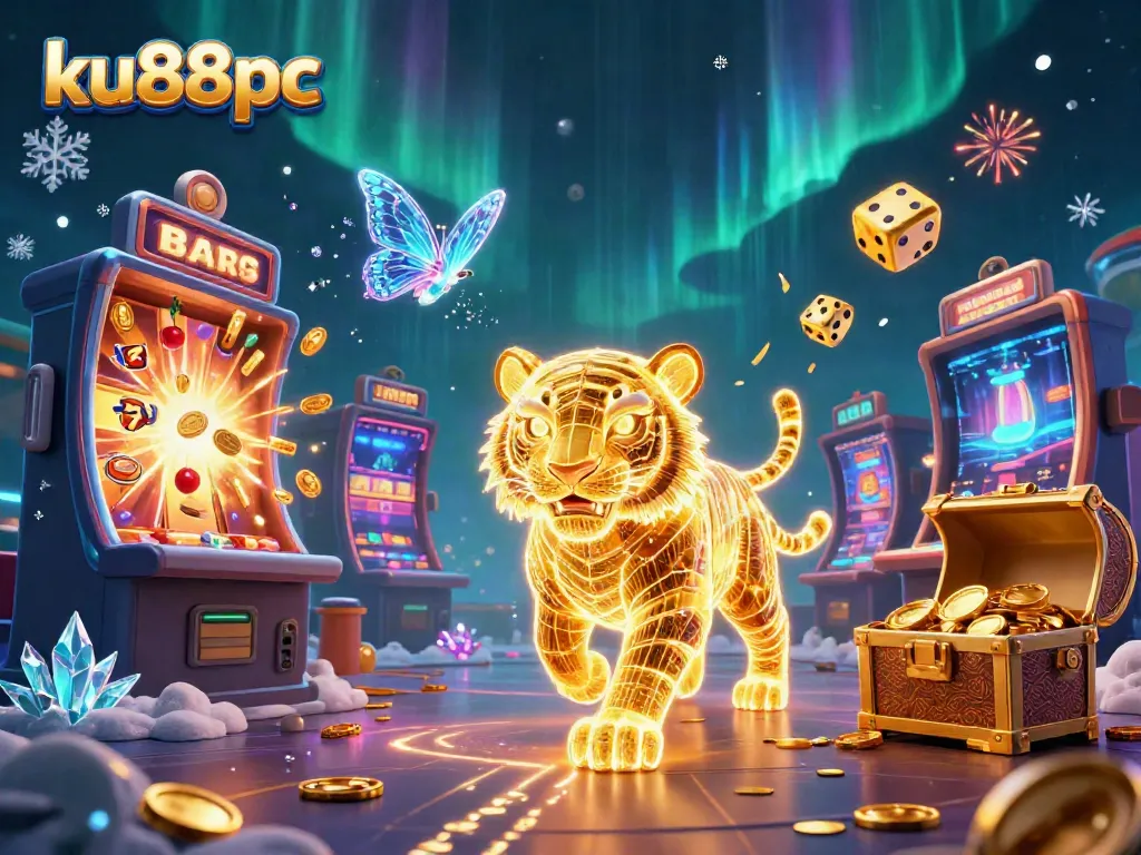 Experience the thrill of ku88pc at a vibrant digital casino, featuring a golden tiger and immersive game elements.