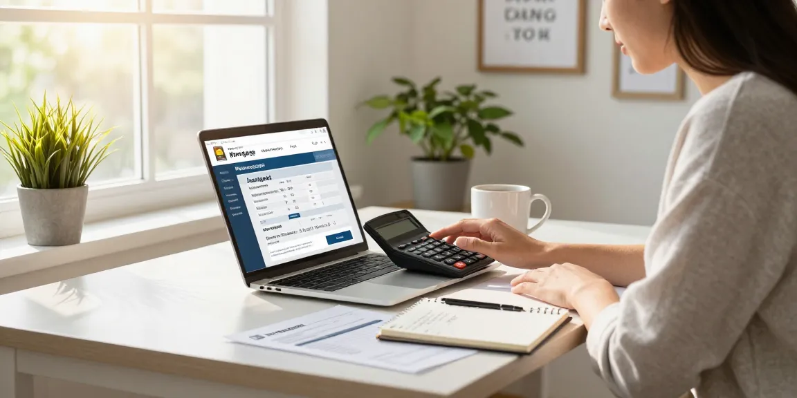Calculating mortgage payments with calcular cuota hipoteca in a cozy home office setting.