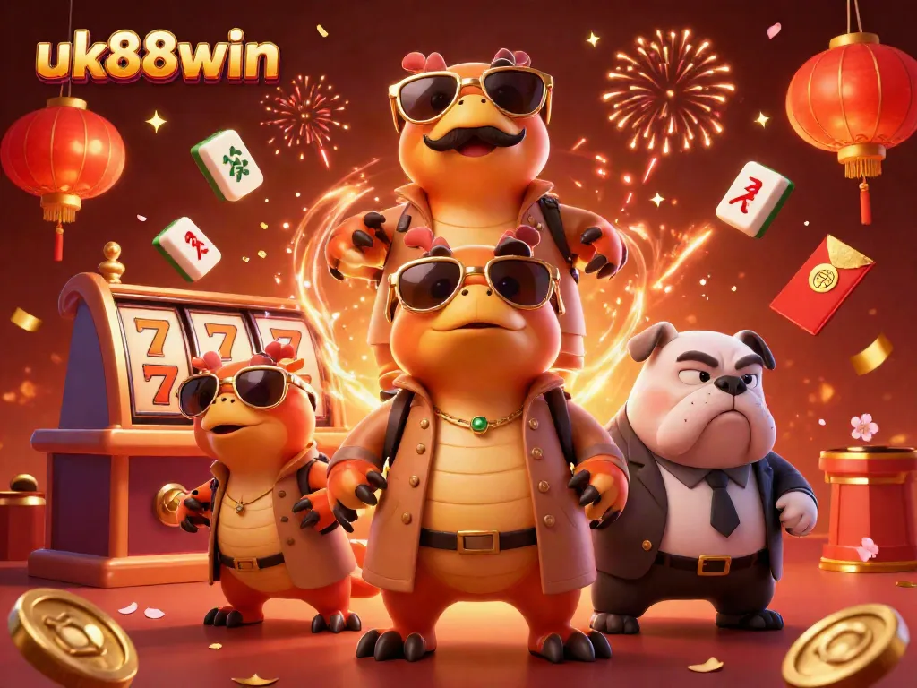 Experience exciting slots at uk88win with animated raptors and vibrant casino elements in a lively atmosphere.