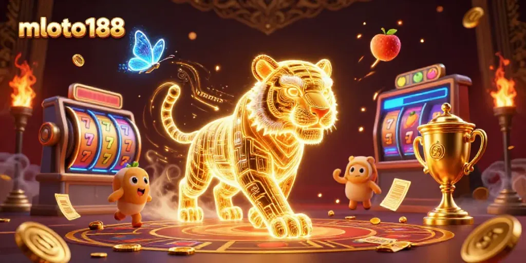Experience winning strategies at mloto188 with a striking illustration of a digital casino.