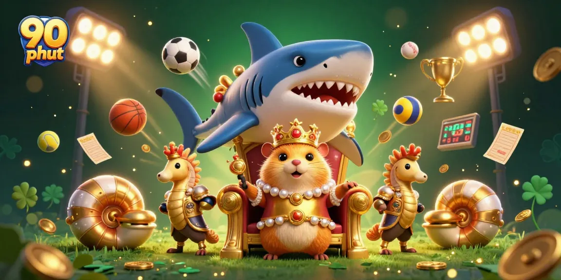 Bet on 90 phut for thrilling sports action with a vibrant casino-themed illustration.