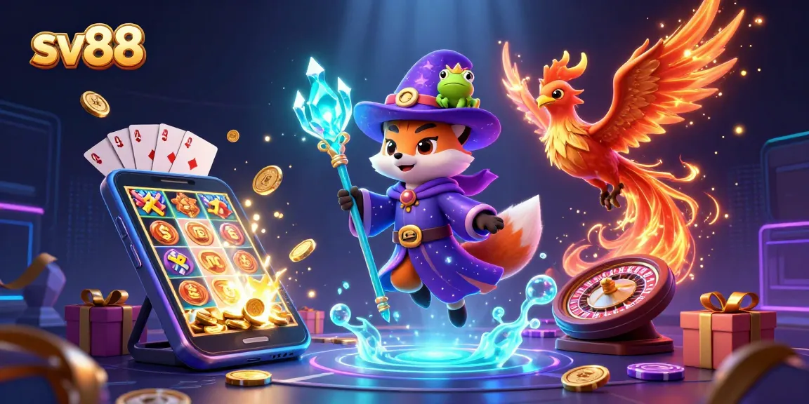 Spin and win with sv88 at the vibrant casino, showcasing magical elements and exciting games.