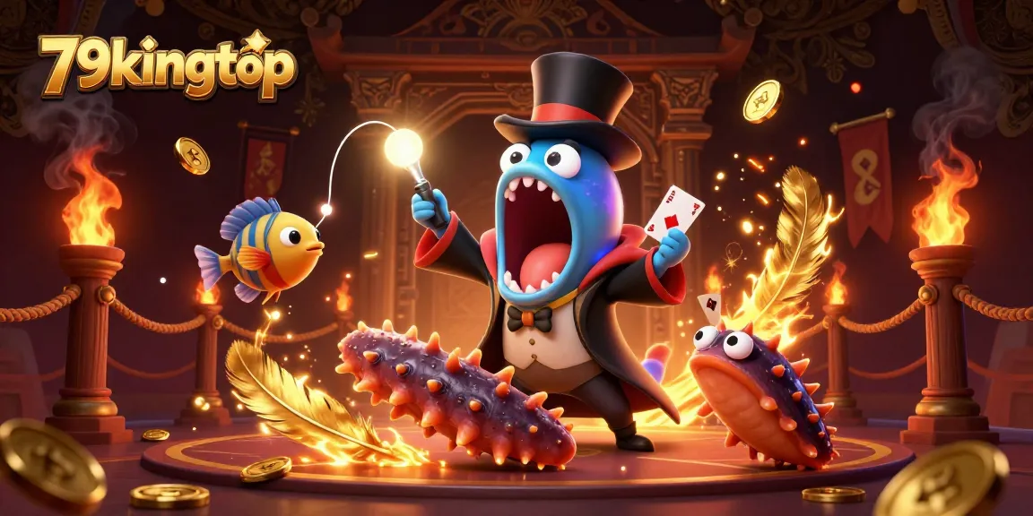 Engage in exciting card tricks with 79kingtop's magical underwater casino scene featuring unique sea creatures.