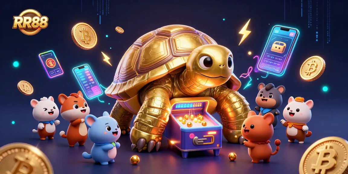 Experience the excitement of RR88 with a colossal tortoise gaming scene full of animated elements.